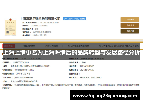 上海上港更名为上海海港后的品牌转型与发展路径分析