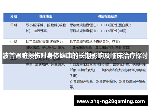 波普肾脏损伤对身体健康的长期影响及临床治疗探讨